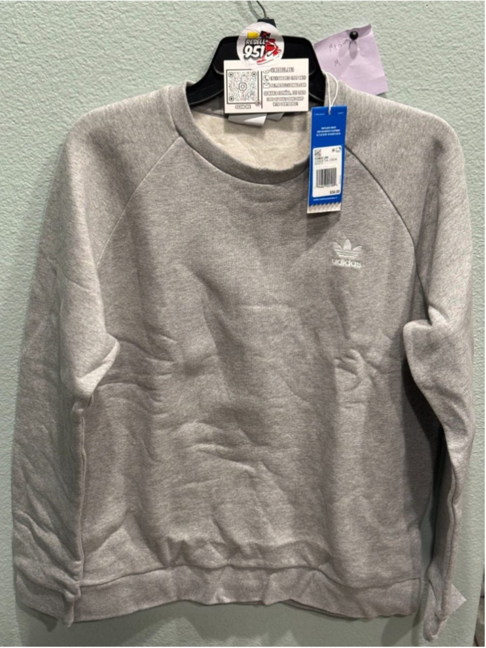 Adidas Originals Essential Crewneck Sweatshirt H34642 Medium Size Grey